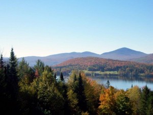 Echo Lake with a view of bald mountain East Charleston, Vermont