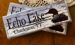 A Magnet with the words Echo Lake Charleston, VT